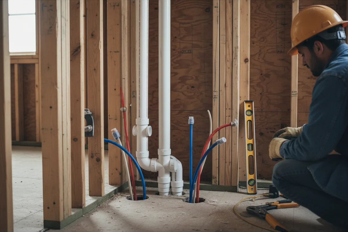 Drain and supply rough-in during Toilet Repair and Installation in Mayer